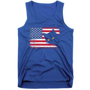 Retro USA Patriotic American Flag US Cat Tank Top