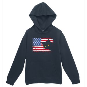 Retro USA Patriotic American Flag US Cat Urban Pullover Hoodie