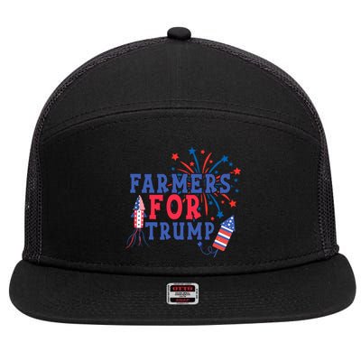 Republican Usa Pride Patriot Farmers For Trump Funny Gift 7 Panel Mesh Trucker Snapback Hat