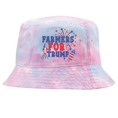 Republican Usa Pride Patriot Farmers For Trump Funny Gift Tie-Dyed Bucket Hat