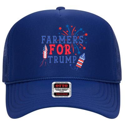 Republican Usa Pride Patriot Farmers For Trump Funny Gift High Crown Mesh Back Trucker Hat