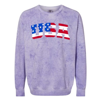 Retro Usa Patriotic American Flag American Flag 4th Of July Colorblast Crewneck Sweatshirt