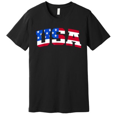 Retro Usa Patriotic American Flag American Flag 4th Of July Premium T-Shirt