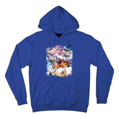 Rainbow Unicorn Riding Dinosaur Gift Hoodie