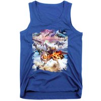 Rainbow Unicorn Riding Dinosaur Gift Tank Top