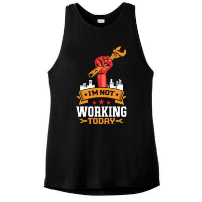 Retro Union Strong Not Working Today Labor Great Gift Ladies PosiCharge Tri-Blend Wicking Tank