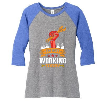 Retro Union Strong Not Working Today Labor Great Gift Women's Tri-Blend 3/4-Sleeve Raglan Shirt