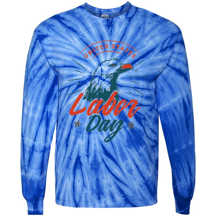 Retro Union Strong Union Workers Labor Day Eagle Gift Tie-Dye Long Sleeve Shirt