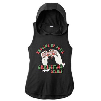 Rolling Up Some Christmas Spirit Ladies PosiCharge Tri-Blend Wicking Draft Hoodie Tank