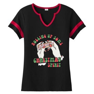 Rolling Up Some Christmas Spirit Ladies Halftime Notch Neck Tee