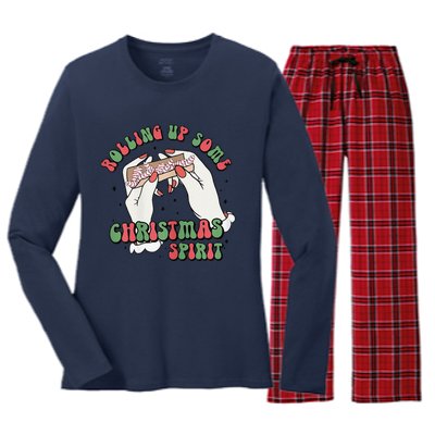 Rolling Up Some Christmas Spirit Women's Long Sleeve Flannel Pajama Set 