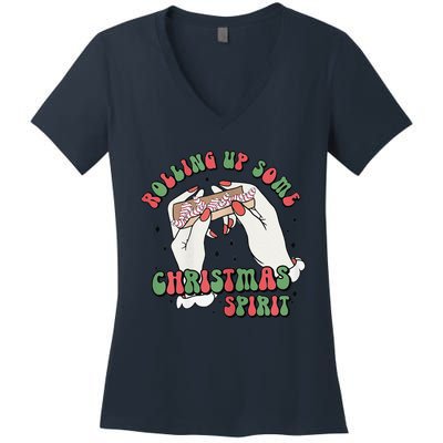 Rolling Up Some Christmas Spirit Women's V-Neck T-Shirt