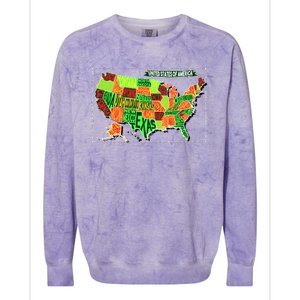 Retro United States Of America Map Colorblast Crewneck Sweatshirt