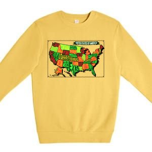 Retro United States Of America Map Premium Crewneck Sweatshirt