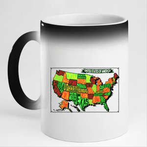 Retro United States Of America Map 11oz Black Color Changing Mug