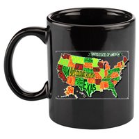 Retro United States Of America Map 11oz C Handle Ceramic Mug
