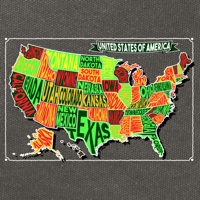Retro United States Of America Map Cotton Canvas Backpack