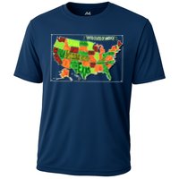 Retro United States Of America Map Cooling Performance Crew T-Shirt