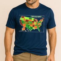 Retro United States Of America Map Cooling Performance Crew T-Shirt