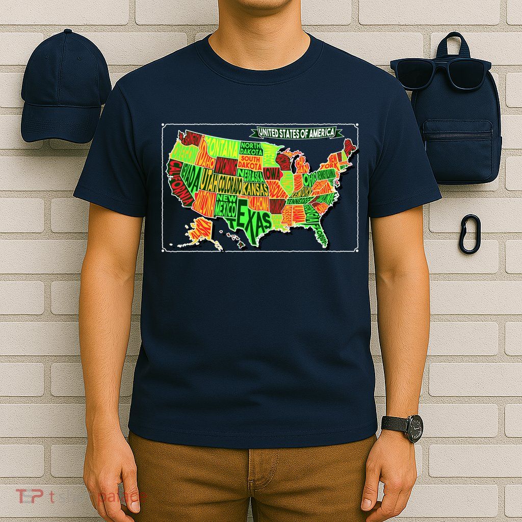 Retro United States Of America Map T-Shirt