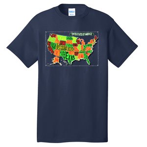 Retro United States Of America Map Tall T-Shirt