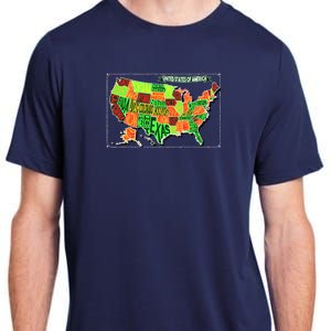 Retro United States Of America Map Adult ChromaSoft Performance T-Shirt