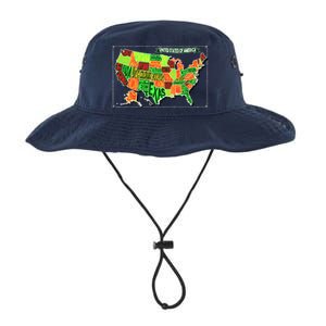 Retro United States Of America Map Legacy Cool Fit Booney Bucket Hat