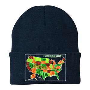 Retro United States Of America Map Knit Cap Winter Beanie