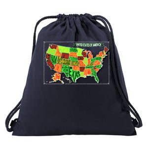 Retro United States Of America Map Drawstring Bag