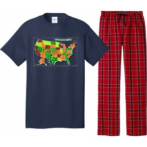 Retro United States Of America Map Pajama Set