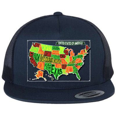Retro United States Of America Map Flatbill Hat