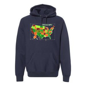 Retro United States Of America Map Premium Hoodie