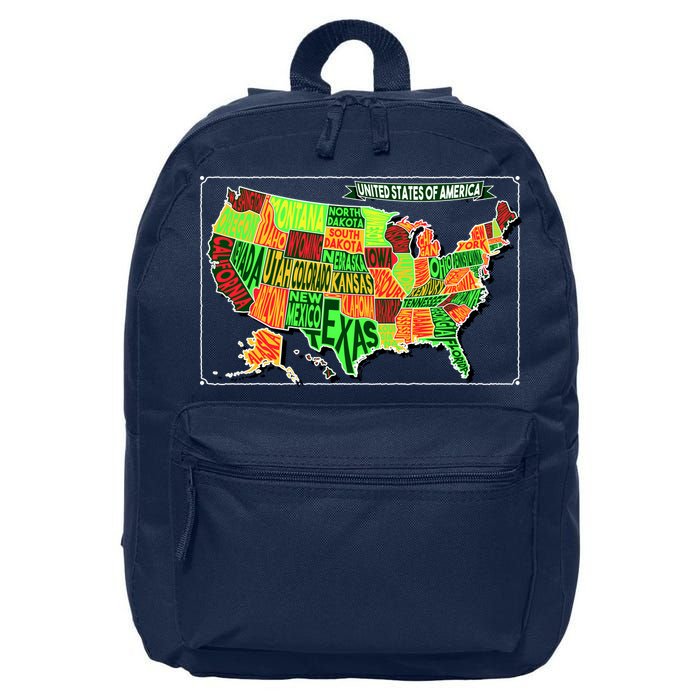 Retro United States Of America Map 16 in Basic Backpack