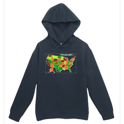 Retro United States Of America Map Urban Pullover Hoodie