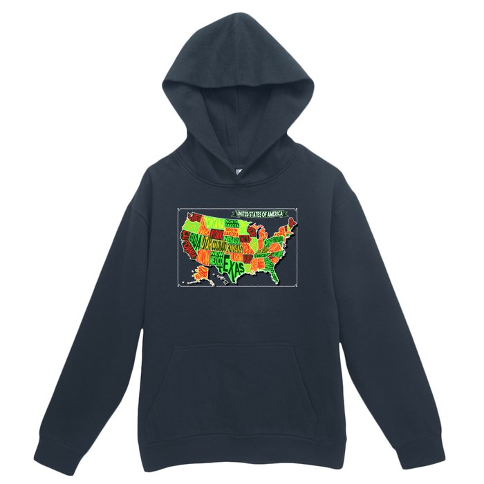 Retro United States Of America Map Urban Pullover Hoodie