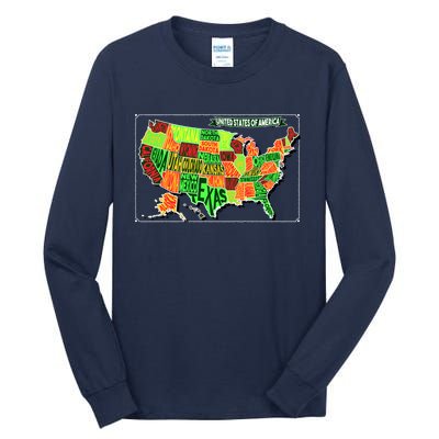 Retro United States Of America Map Tall Long Sleeve T-Shirt