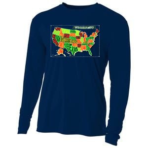 Retro United States Of America Map Cooling Performance Long Sleeve Crew