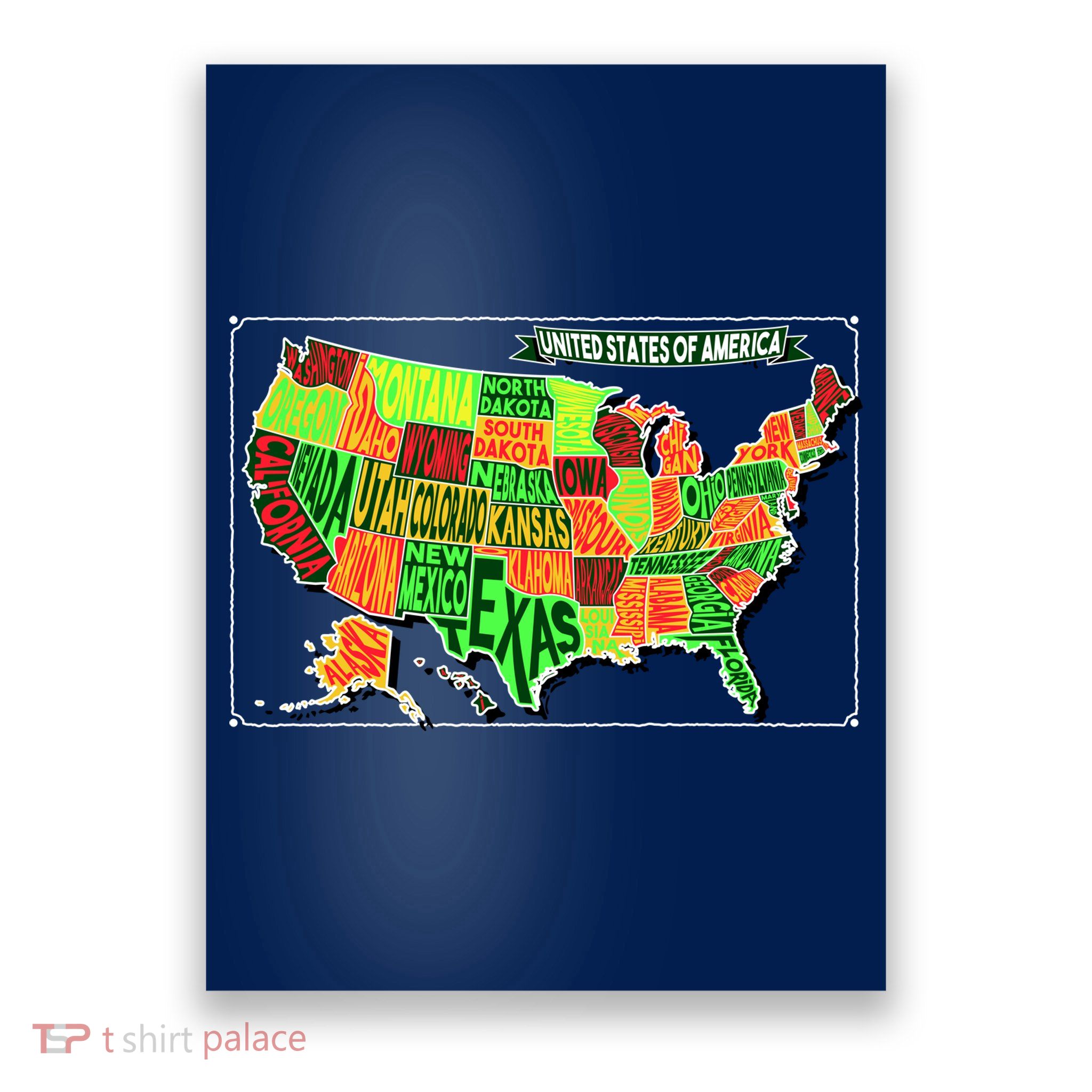 Retro United States Of America Map Poster