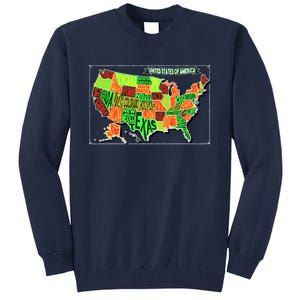 Retro United States Of America Map Tall Sweatshirt