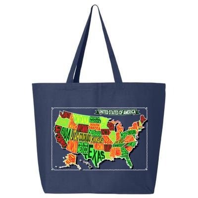 Retro United States Of America Map 25L Jumbo Tote