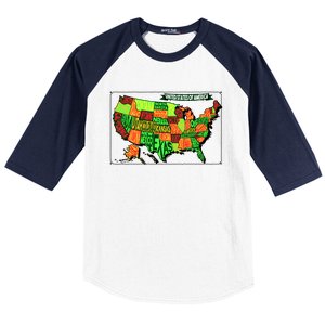 Retro United States Of America Map Baseball Sleeve Shirt