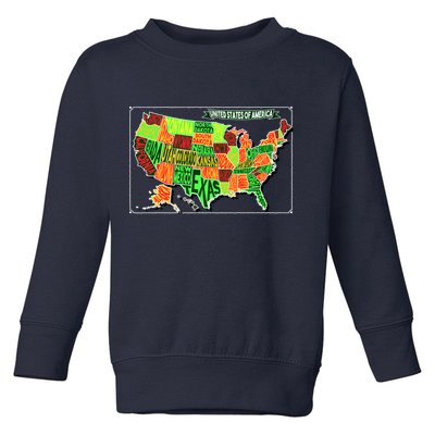 Retro United States Of America Map Toddler Sweatshirt