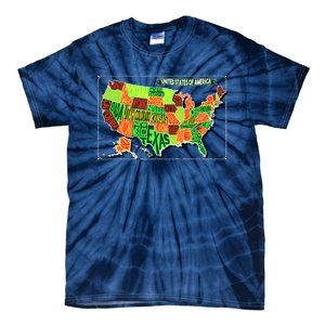 Retro United States Of America Map Tie-Dye T-Shirt