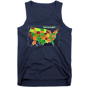 Retro United States Of America Map Tank Top