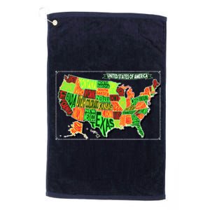 Retro United States Of America Map Platinum Collection Golf Towel