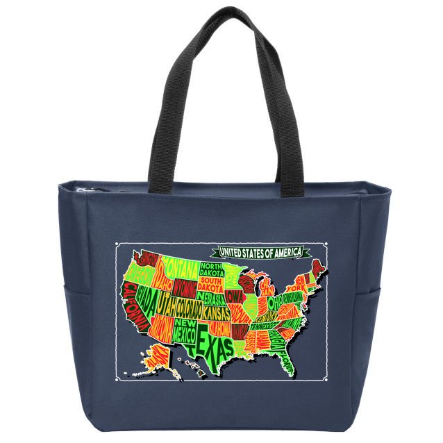 Retro United States Of America Map Zip Tote Bag