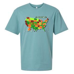 Retro United States Of America Map Sueded Cloud Jersey T-Shirt