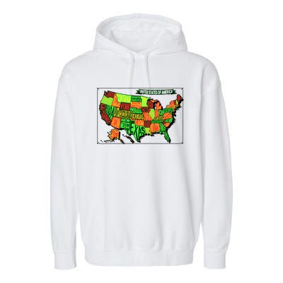 Retro United States Of America Map Garment-Dyed Fleece Hoodie