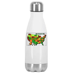 Retro United States Of America Map Stainless Steel Insulated Water Bottle