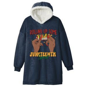 Rolling Up Some Juneteenth Spirit Hooded Wearable Blanket